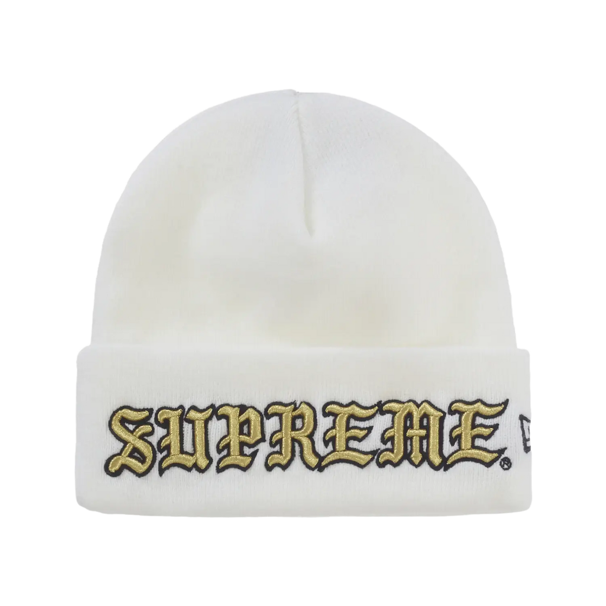 Supreme New Era Old English Beanie White